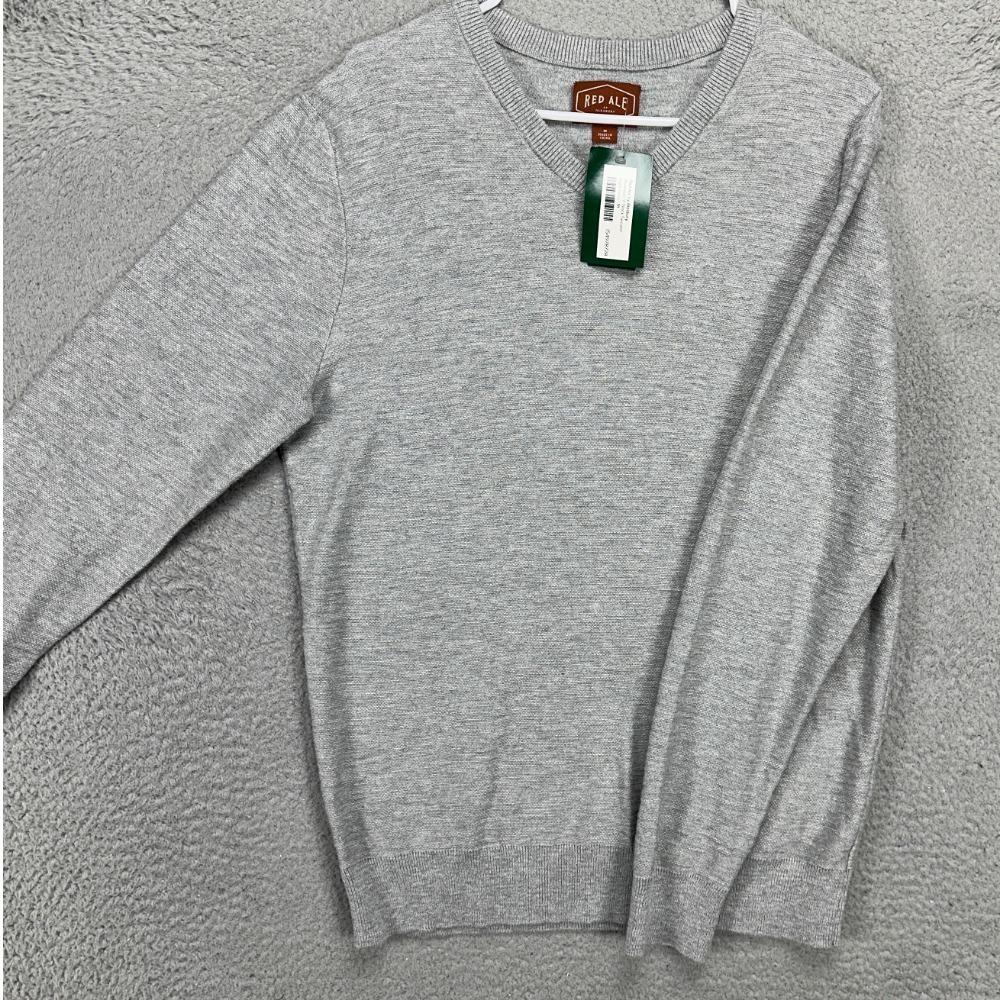 Red Ale Alesbury V-Neck Sweater Adult Medium Grey Pullover Knit Casual Mens‎ NEW
